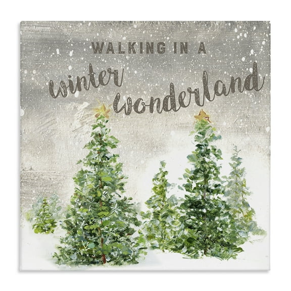 Stupell Industries Winter Wonderland Trees Holiday Painting Gallery Wrapped Canvas Art Prints Wall Art, 17 x 17