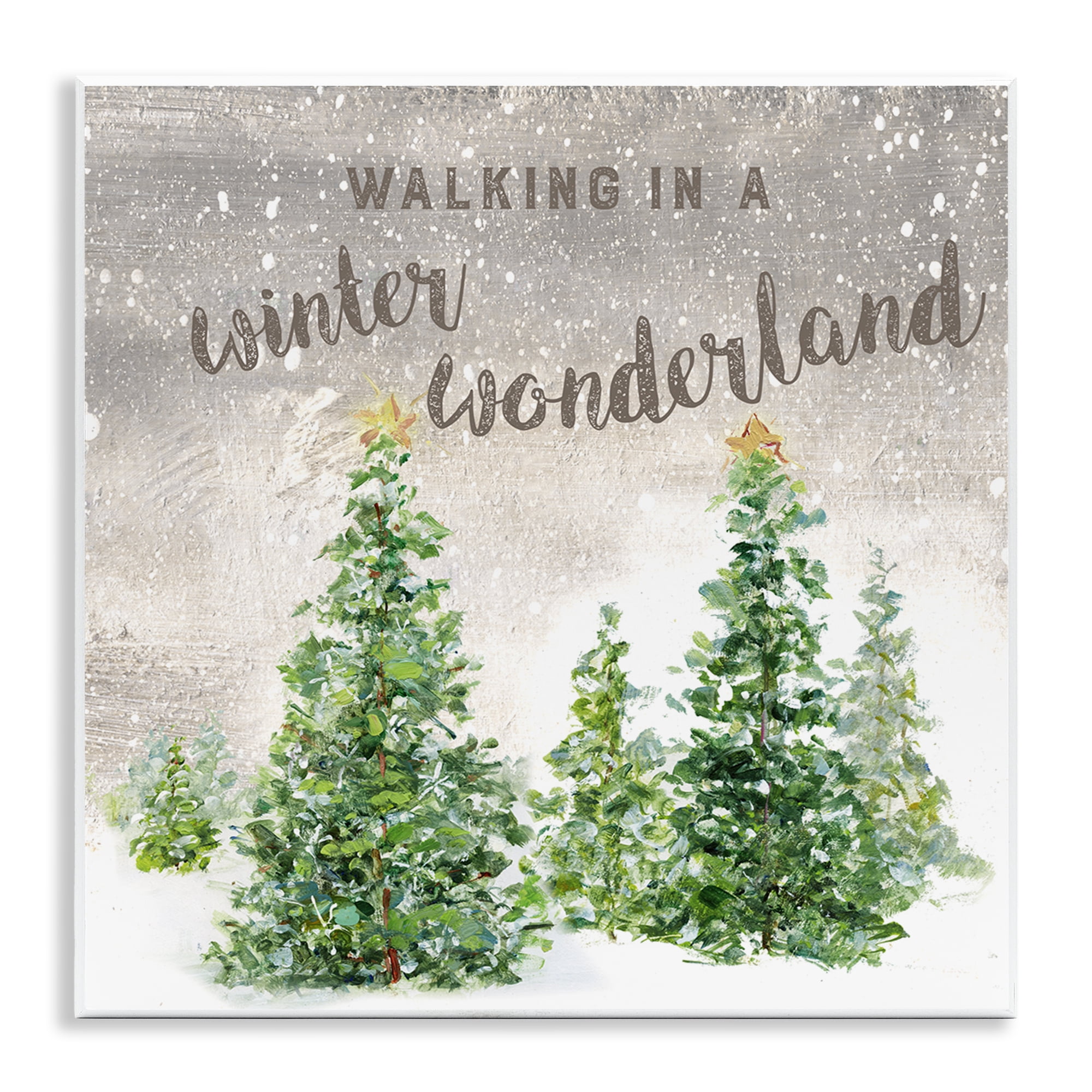 Stupell Industries Winter Wonderland Trees Holiday Painting Unframed Art Prints Wall Art, 12 x 12