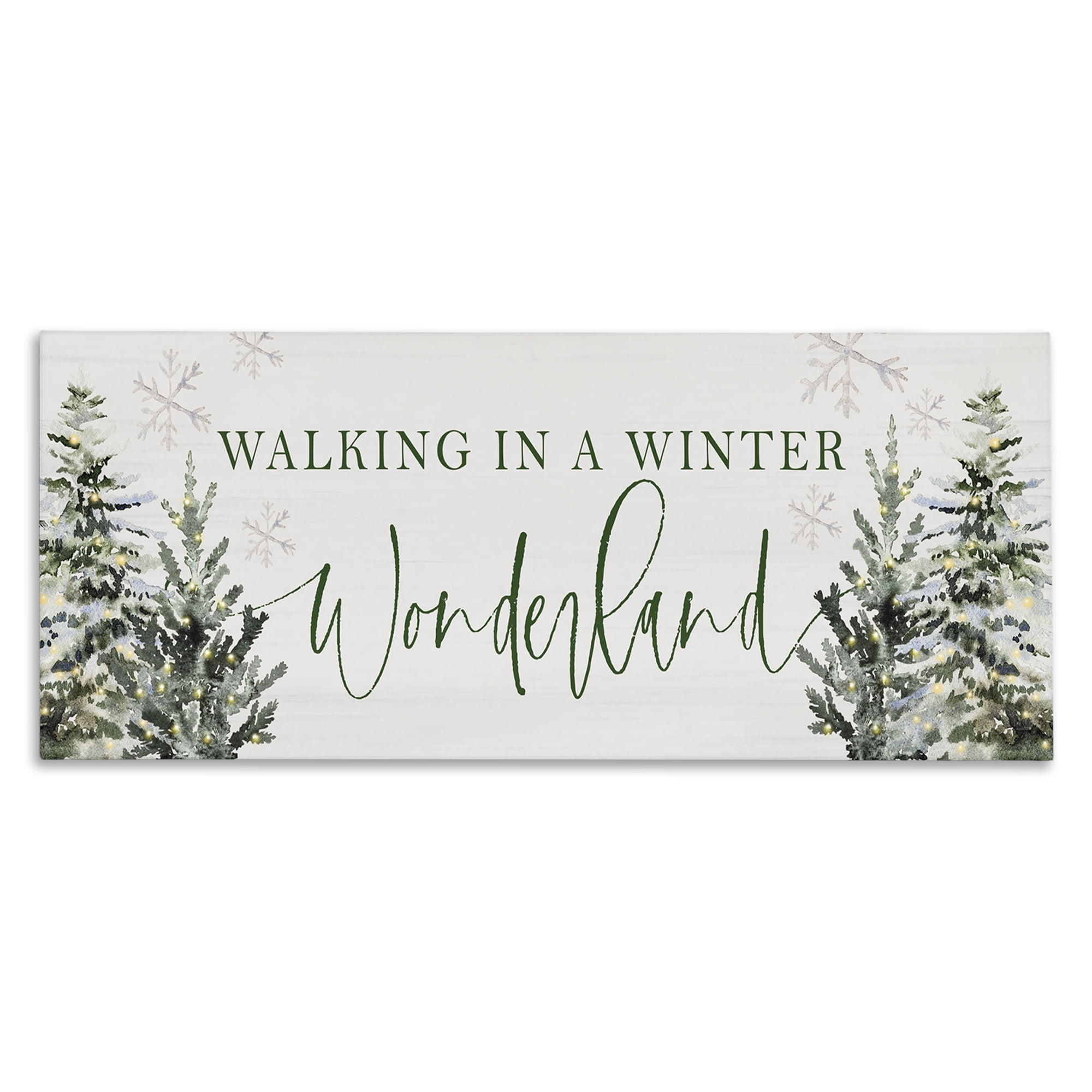 Stupell Industries Winter Wonderland Trees Typography Painting Gallery Wrapped Canvas Art Print Wall Art, 48 x 20
