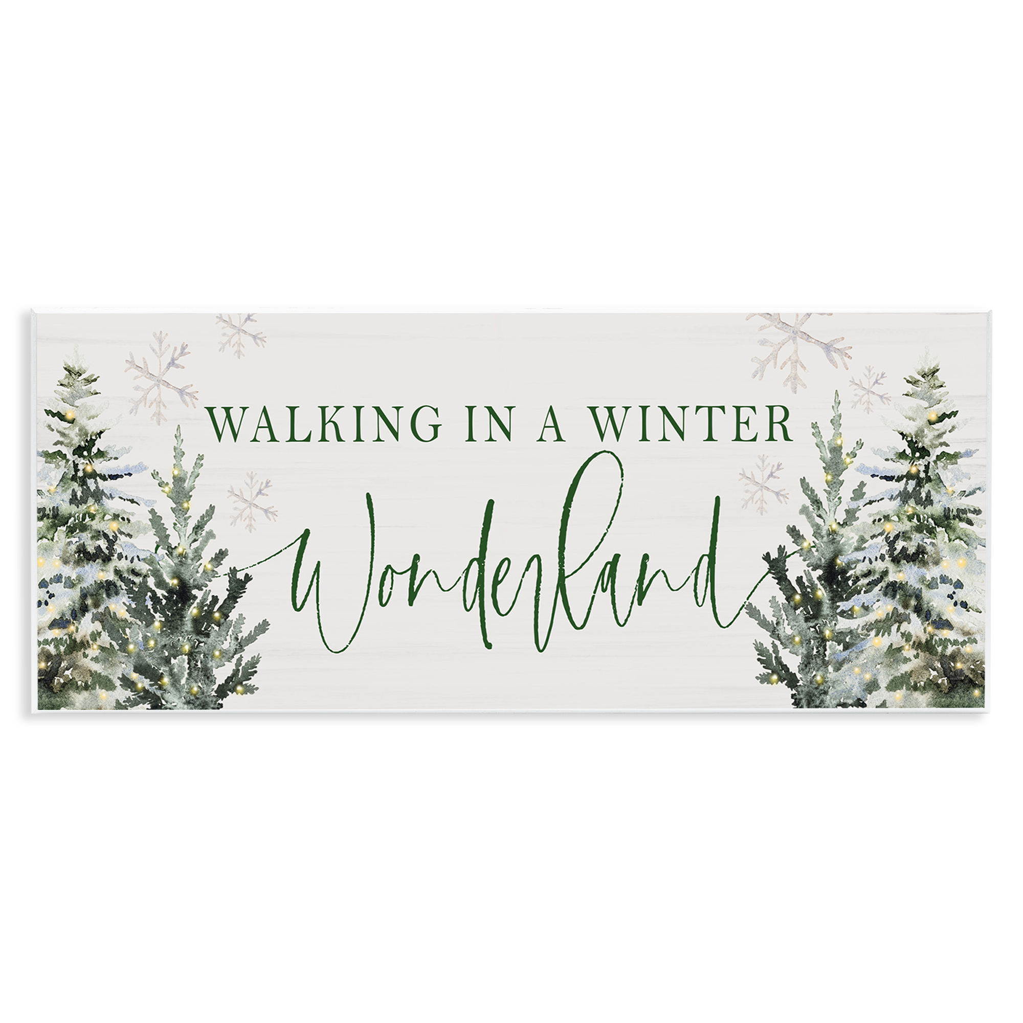 Stupell Industries Winter Wonderland Trees Typography Painting Unframed Art Print Wall Art, 17 x 7