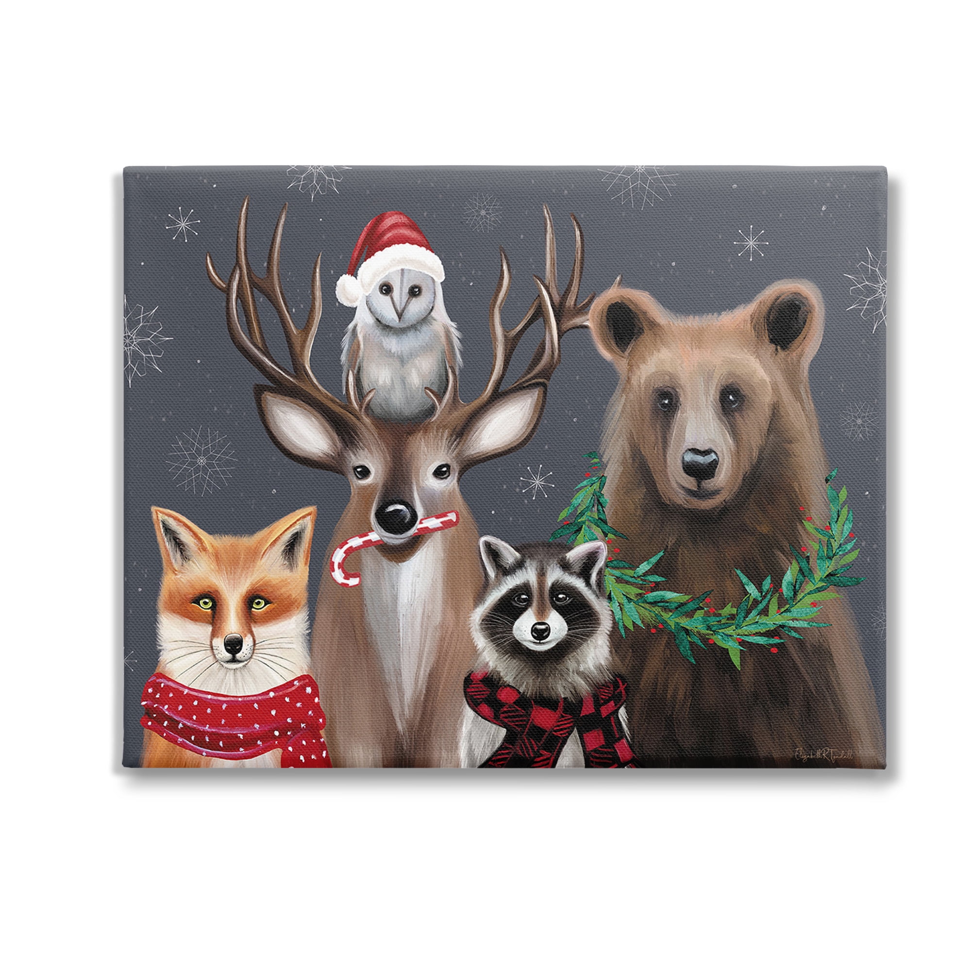 Stupell Industries Winter Woodland Animals Holiday Painting Gallery Wrapped Canvas Art Print Wall Art, 30 x 24