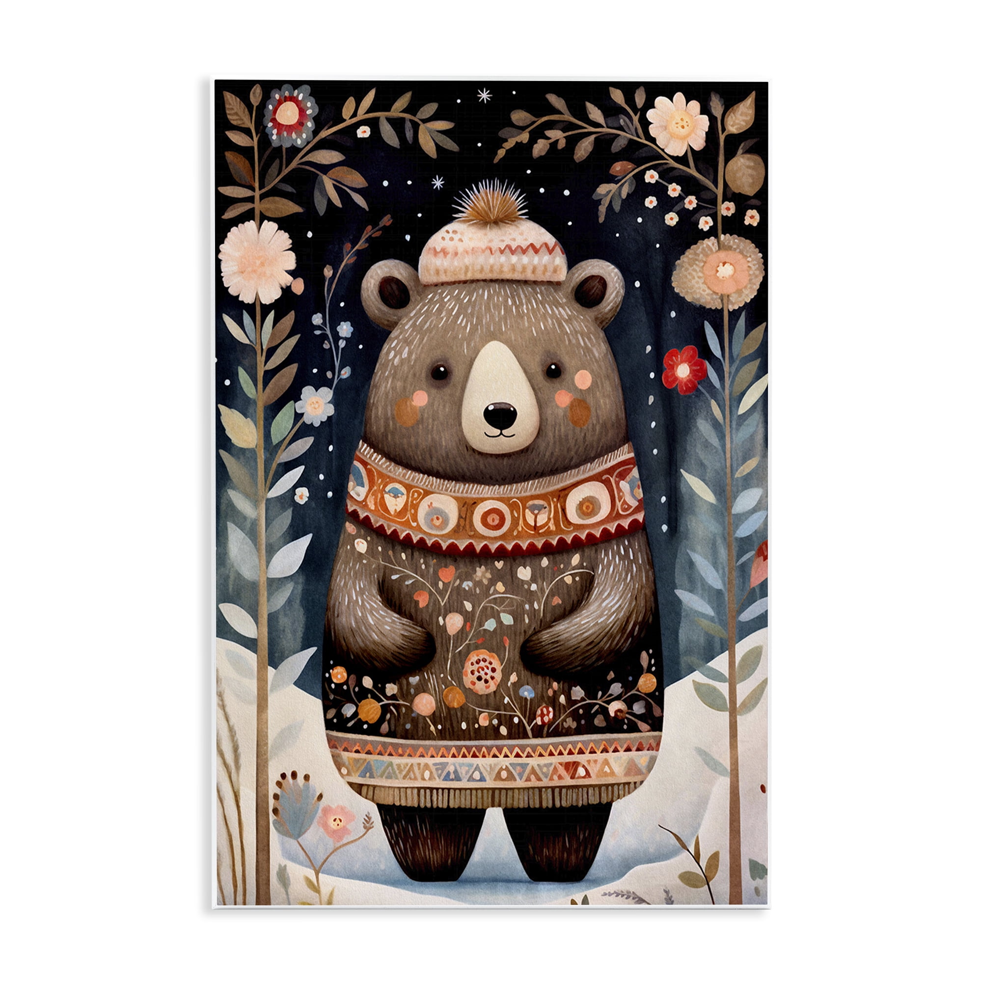 Stupell Industries Winter Woodland Bear Animals & Insects Painting Unframed Art Print Wall Art, 10 x 15