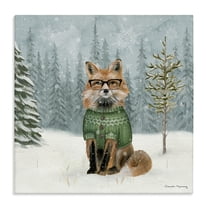 Stupell Industries Winter Woodland Fox Animals Painting Wrapped Canvas Canvas Art Print Wall Art, 17 x 17