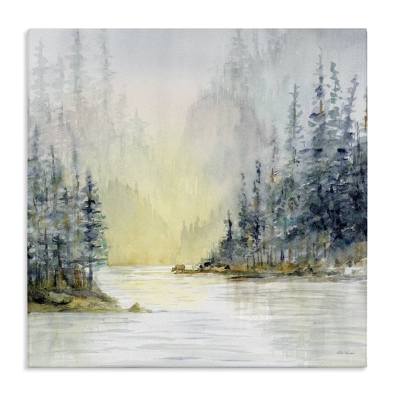 Stupell Industries Winter Woodland Scene Landscape & Nature Painting Wrapped Canvas Art Print Wall Art, 24 x 24