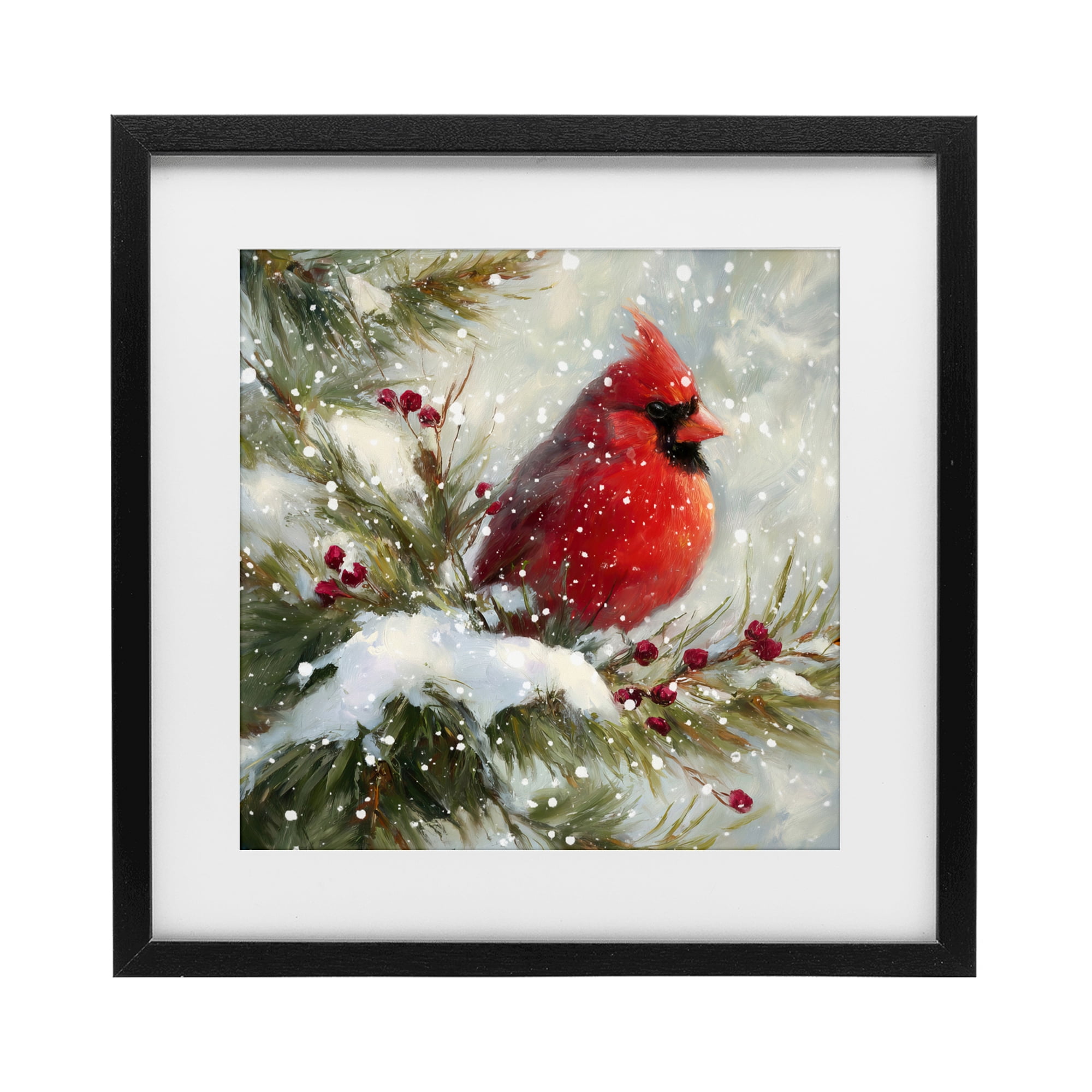 Stupell Industries Winter's Red Jewel Black Framed Print Under Glass, design by Tina LeCour