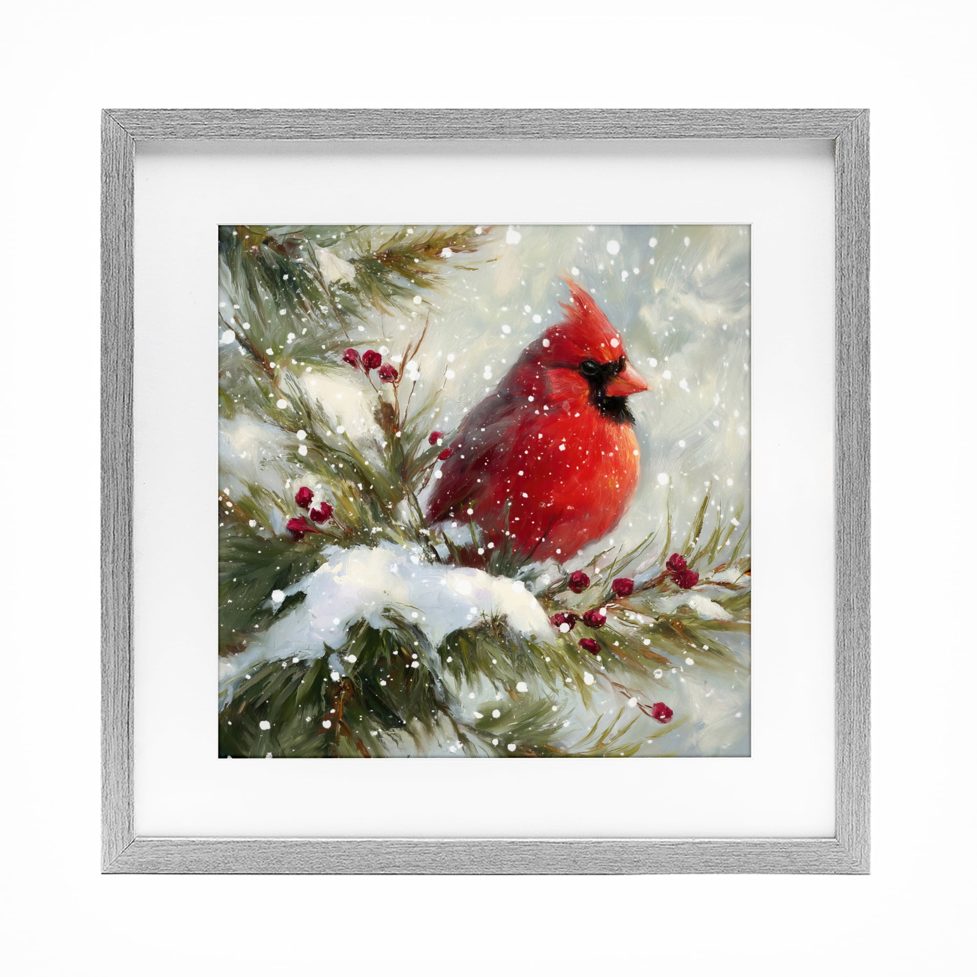 Stupell Industries Winter's Red Jewel Gray Framed Print Under Glass, design by Tina LeCour