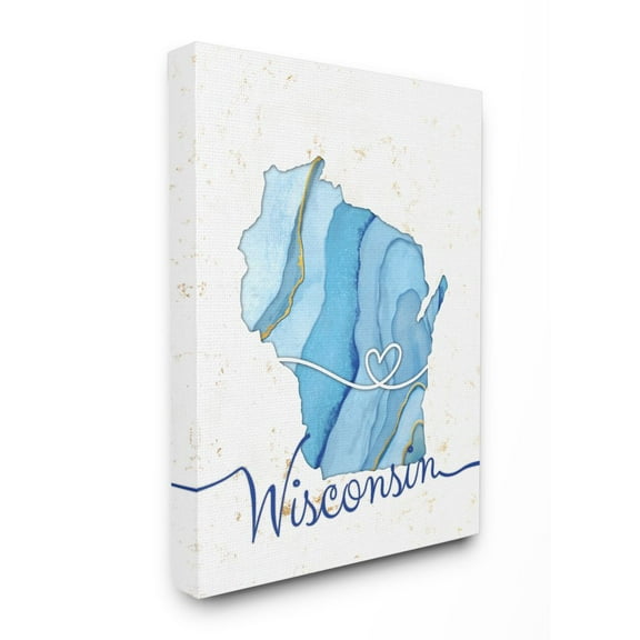 Stupell Industries Wisconsin Agate Blue US State Design Canvas Wall Art by Ziwei Li