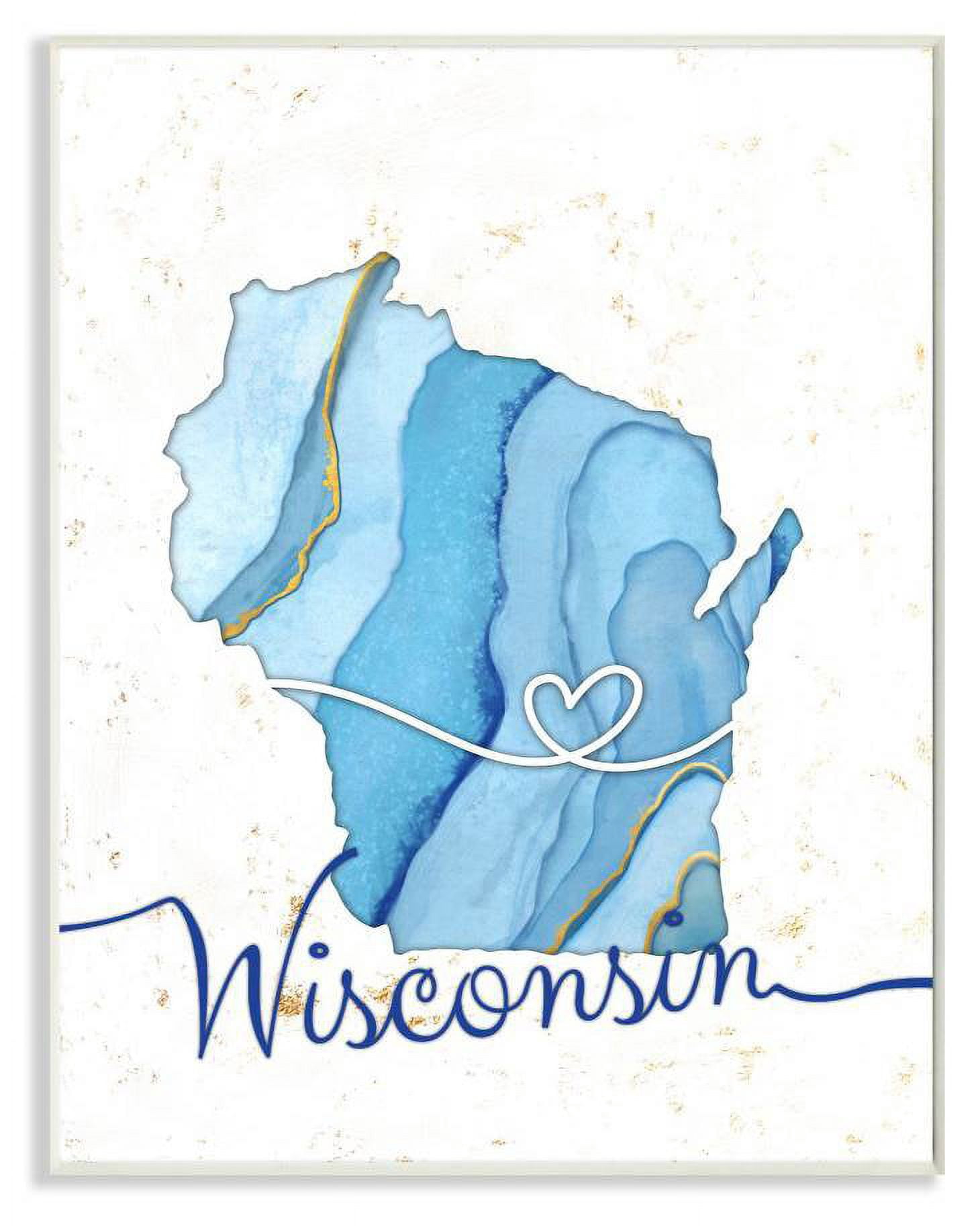 Stupell Industries Wisconsin Agate Blue US State Design Wall Plaque by Ziwei Li
