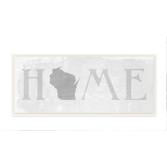 Stupell Industries Wisconsin Home State Map Grey Neutral Textured Word Design Wall Plaque Art by Daphne Polselli