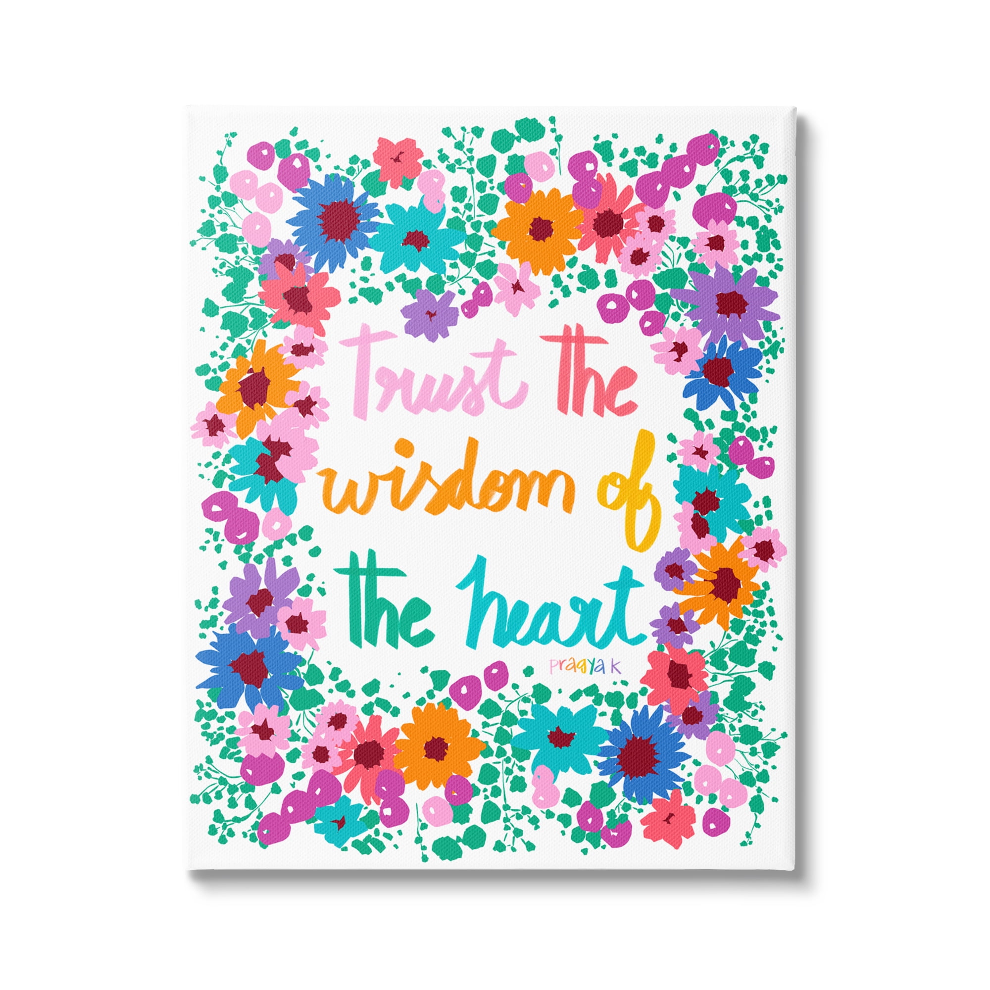 Stupell Industries Wisdom of Heart Phrase Botanical & Floral Painting Gallery Wrapped Canvas Art Print Wall Art, 30 x 40