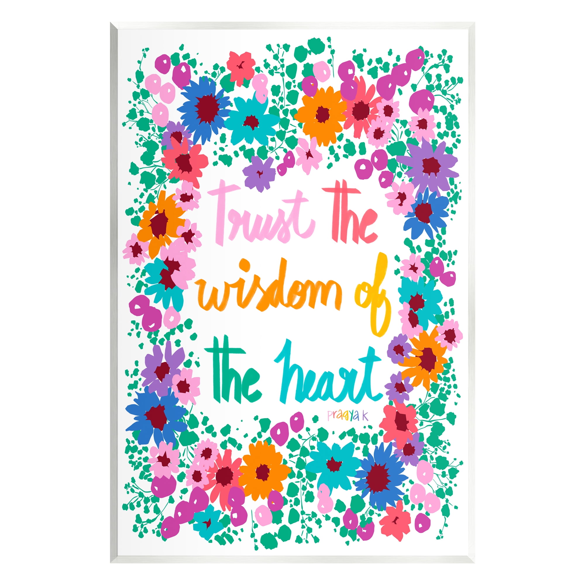 Stupell Industries Wisdom of Heart Phrase Botanical & Floral Painting Unframed Art Print Wall Art, 13 x 19