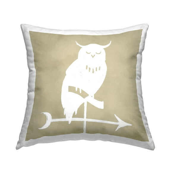 Stupell Industries Wise Owl Silhouette Compass Weathervane Design by Jacob Green Throw Pillow