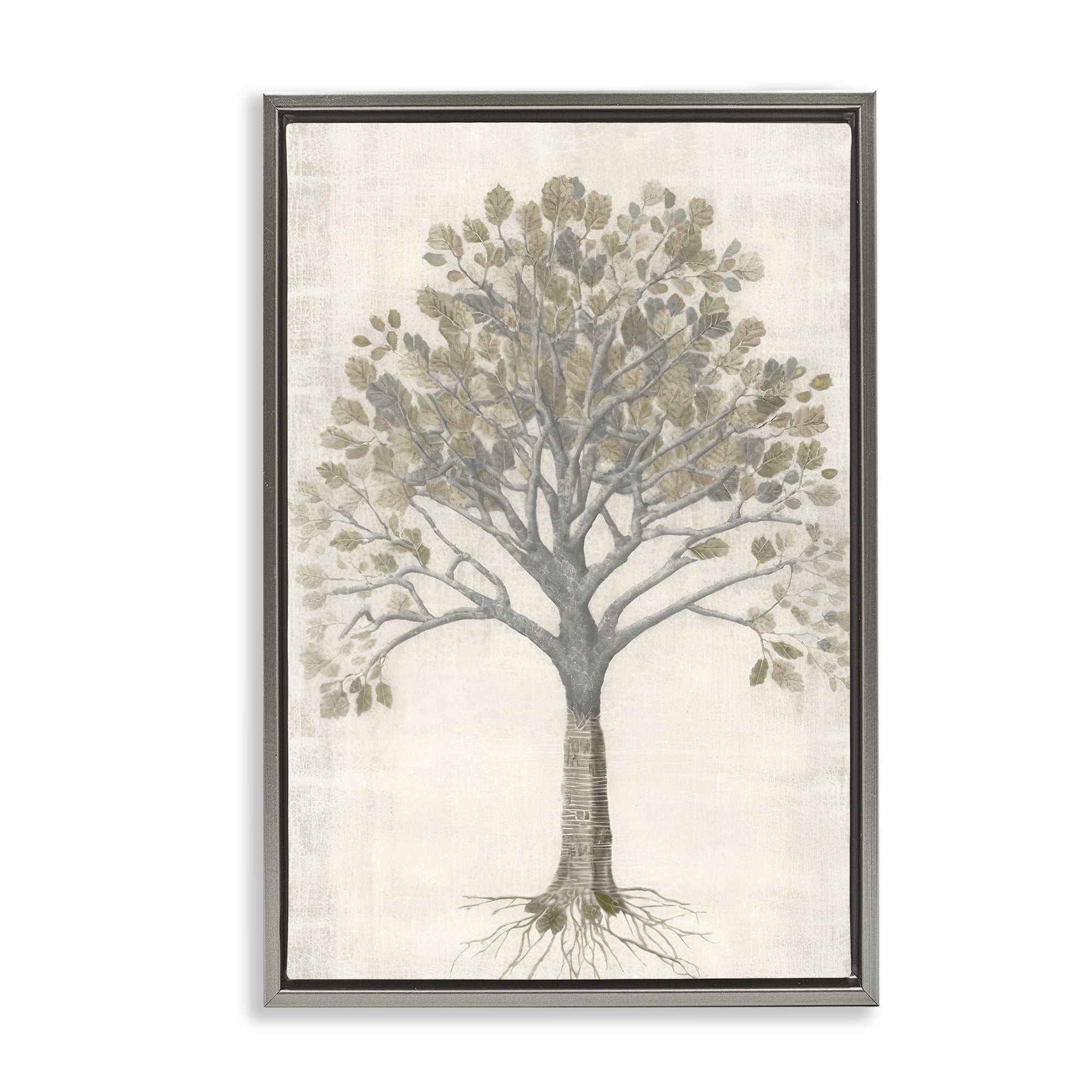 Stupell Industries Wise Tree Impression Botanical & Floral Drawing Gray Floater Framed Canvas Art Print Wall Art, 21 x 31