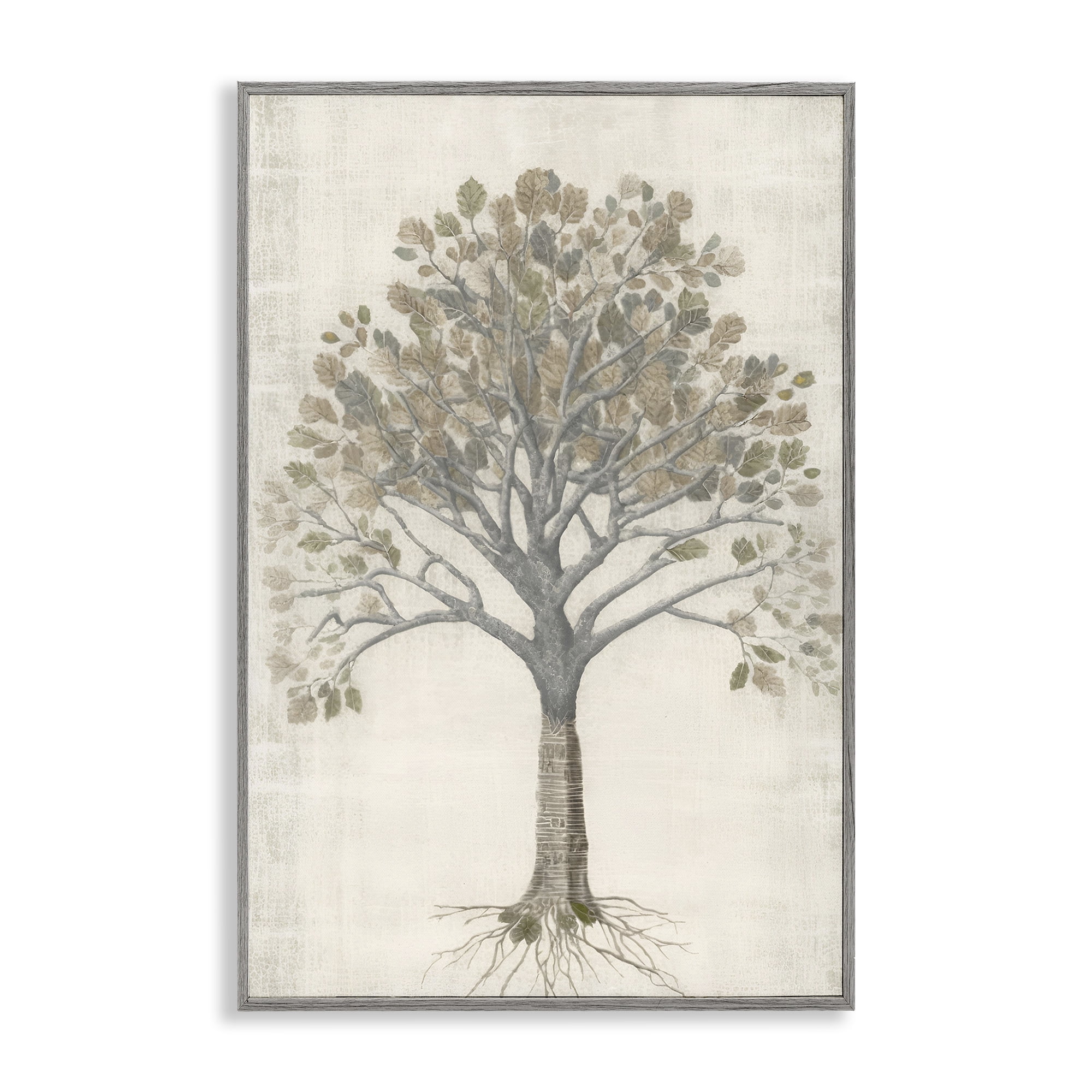 Stupell Industries Wise Tree Impression Botanical & Floral Drawing Gray Framed Art Print Wall Art, 20 x 30