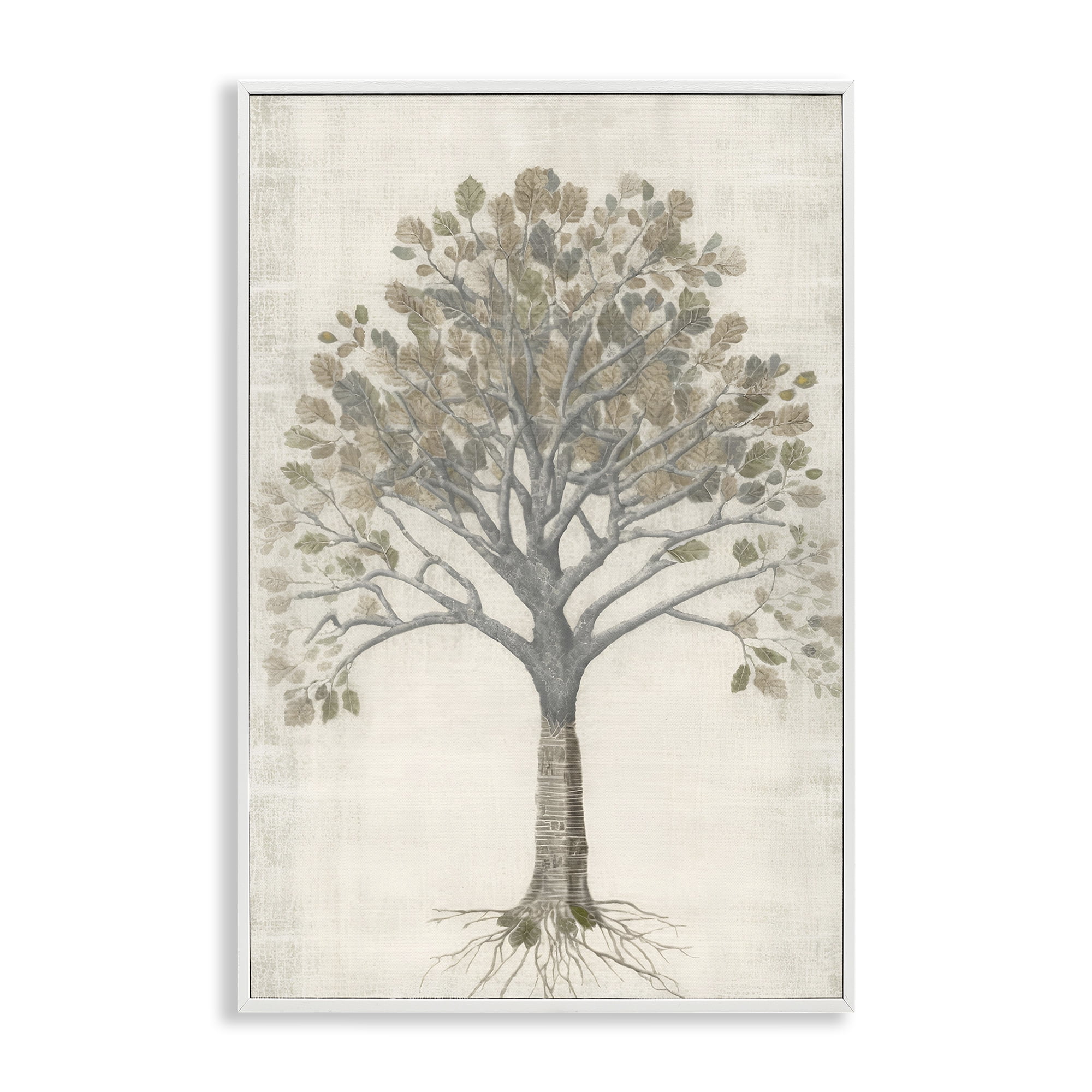Stupell Industries Wise Tree Impression Botanical & Floral Drawing White Framed Art Print Wall Art, 20 x 30