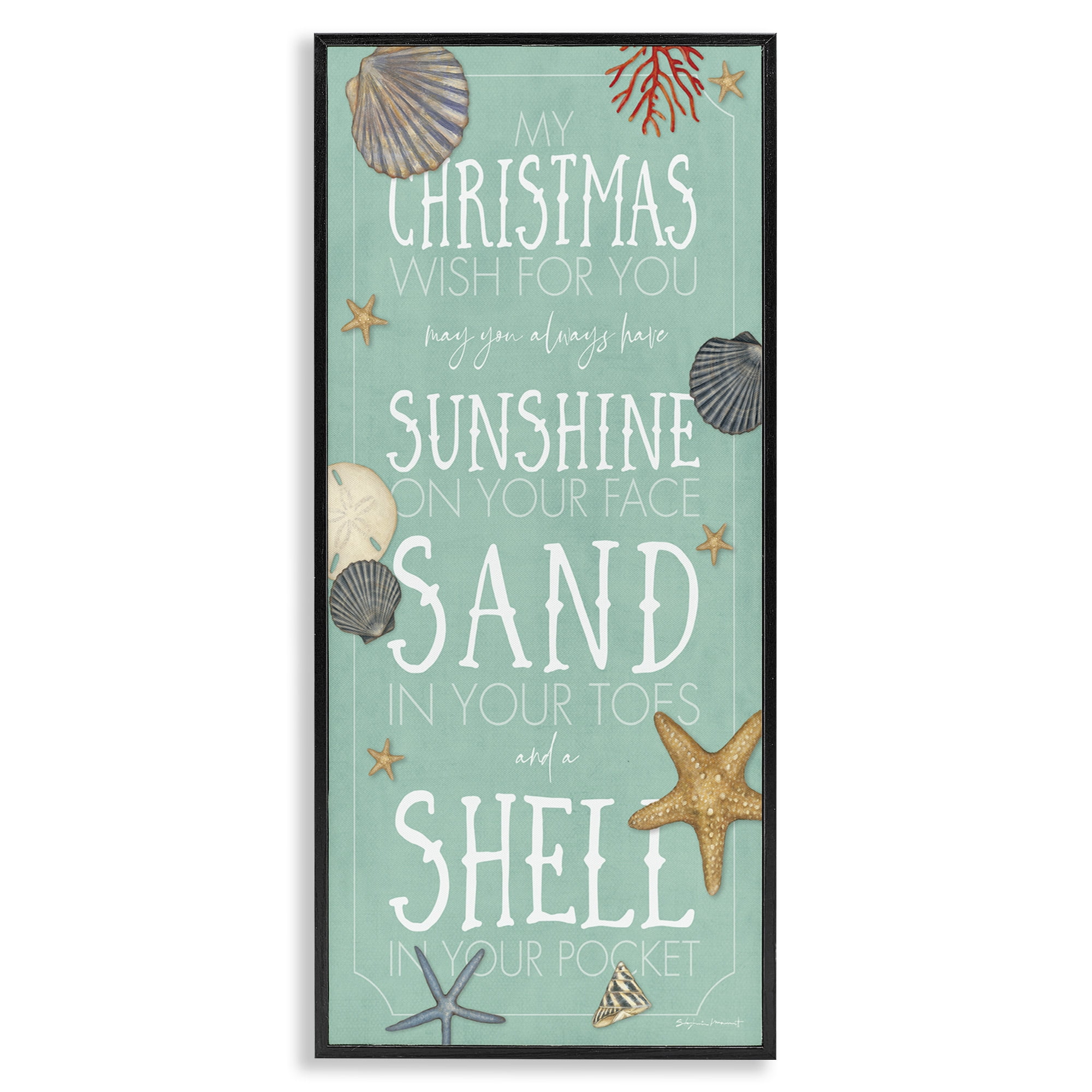 Stupell Industries Wish For You Christmas Phrase Holiday Painting Black Framed Art Print Wall Art, 13 x 30
