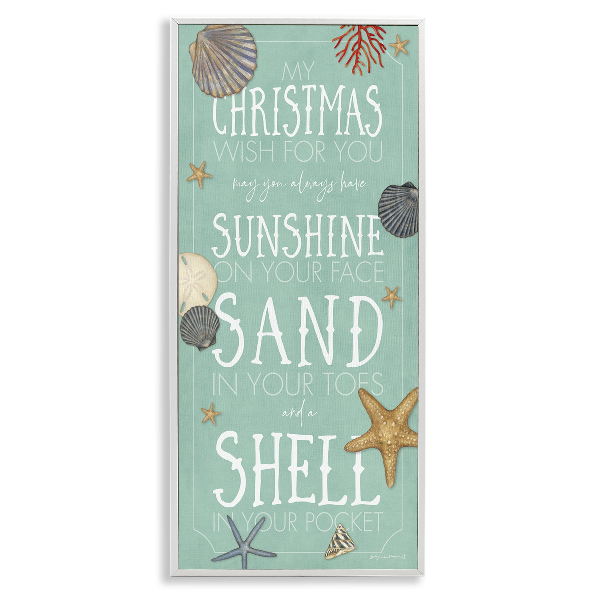 Stupell Industries Wish For You Christmas Phrase Holiday Painting White Framed Art Print Wall Art, 10 x 24