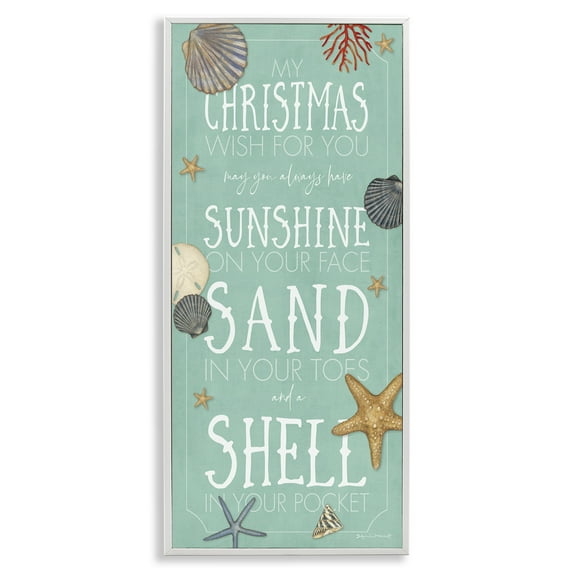 Stupell Industries Wish For You Christmas Phrase Holiday Painting White Framed Art Print Wall Art, 13 x 30