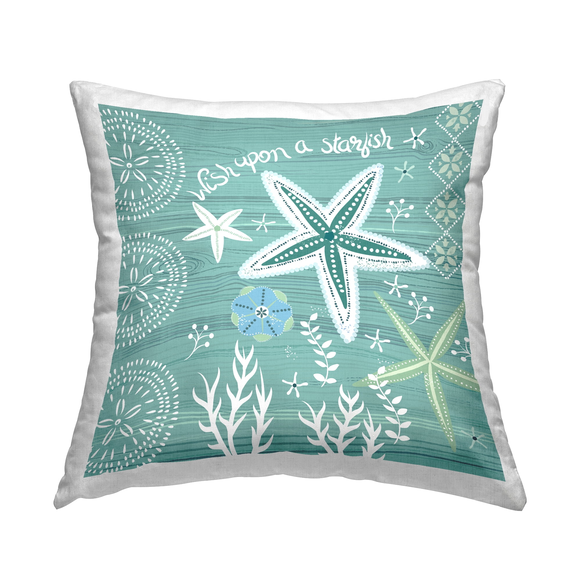 Stupell Industries Wish Upon A Starfish Square Decorative Printed Throw Pillow, 18 x 18,