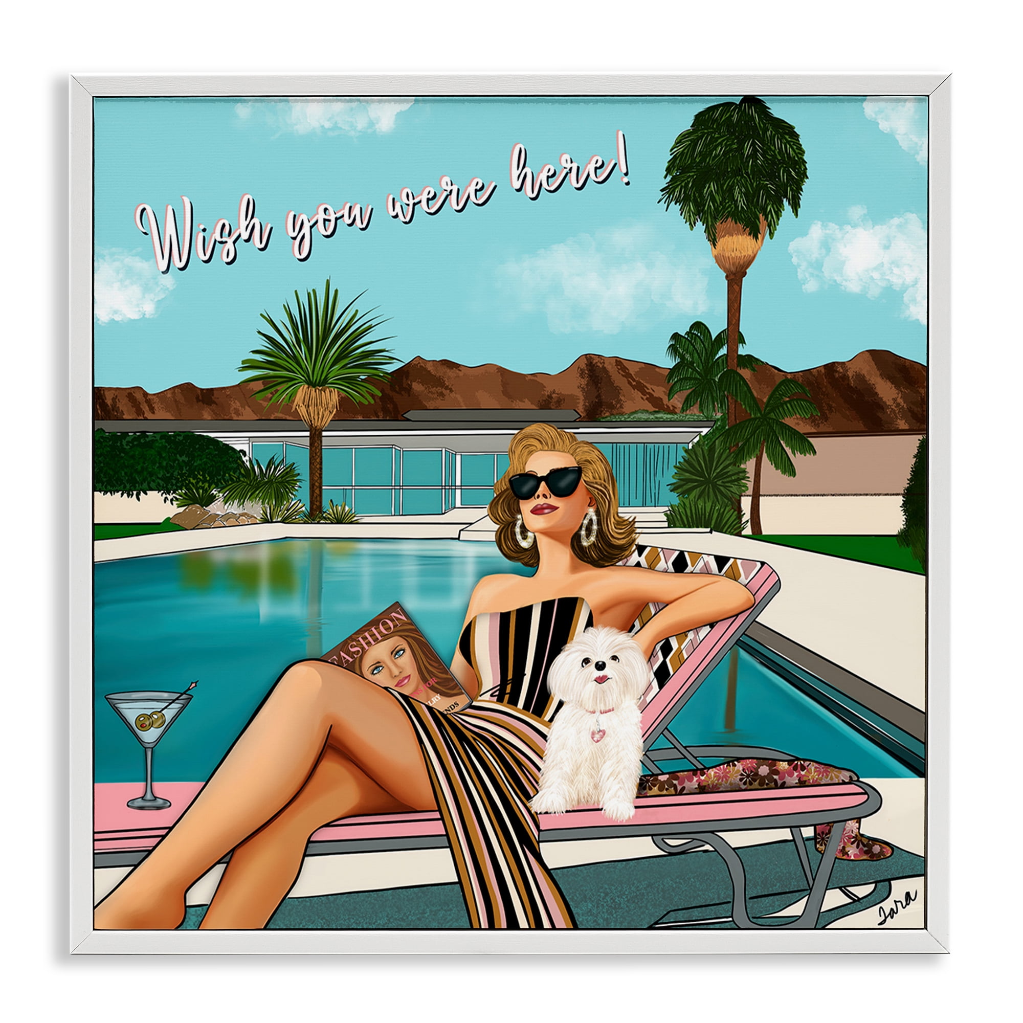 Stupell Industries Wish You Were Here Palm Springs White Framed Giclee Art, design by Tara Boone