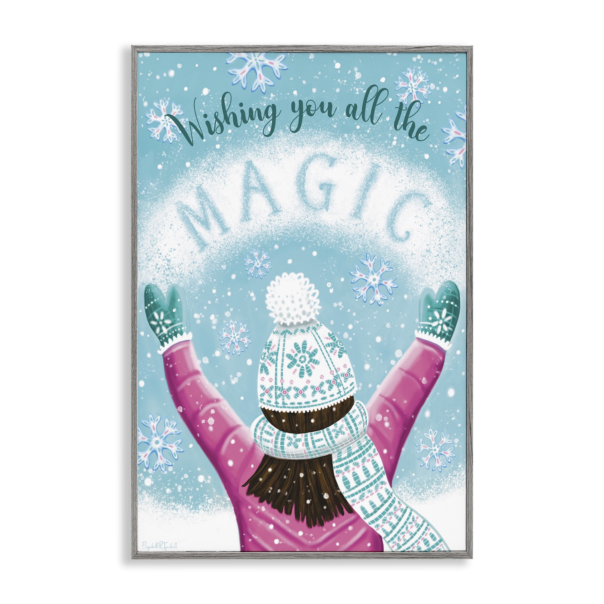 Stupell Industries Wishing You Magic Holiday Painting Gray Framed Art Print Wall Art, 20 x 30