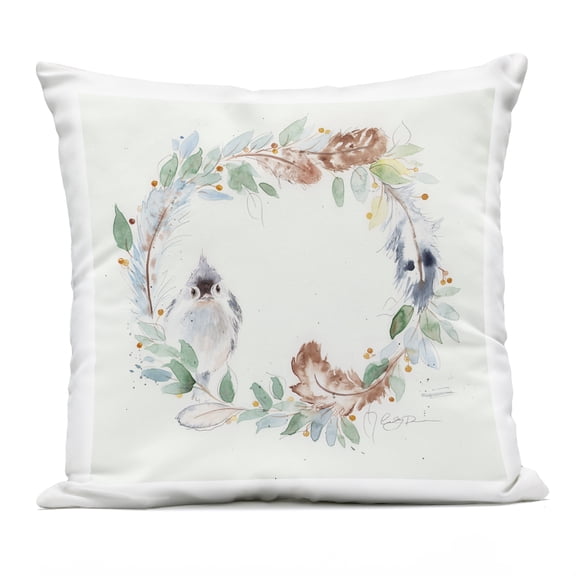 Stupell Industries Wispy Bird & Botanical Wreath Outdoor Printed Pillow, design by Cady Driver
