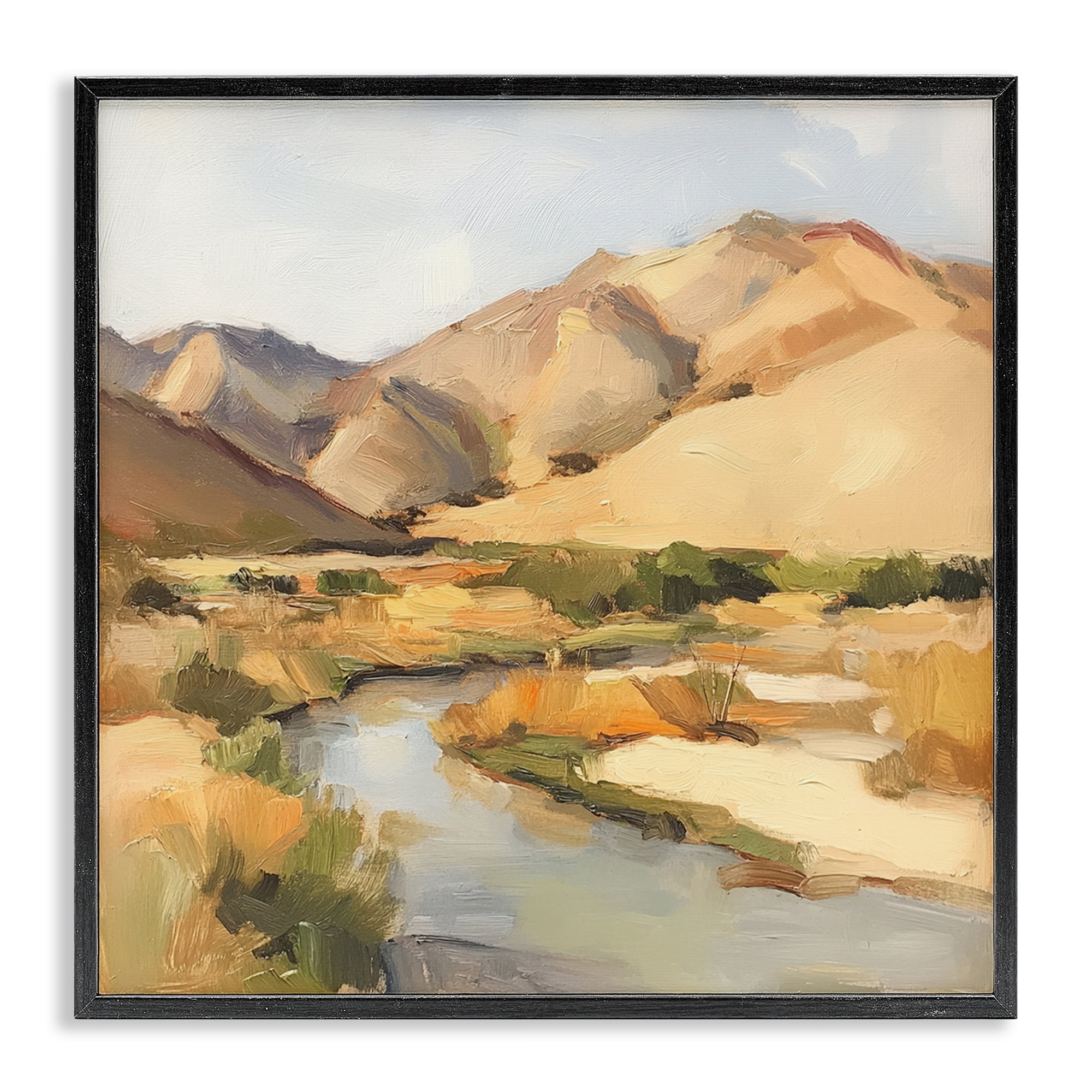 Stupell Industries Wispy Desert River Black Framed Giclee Art, design by Petal Prints Design