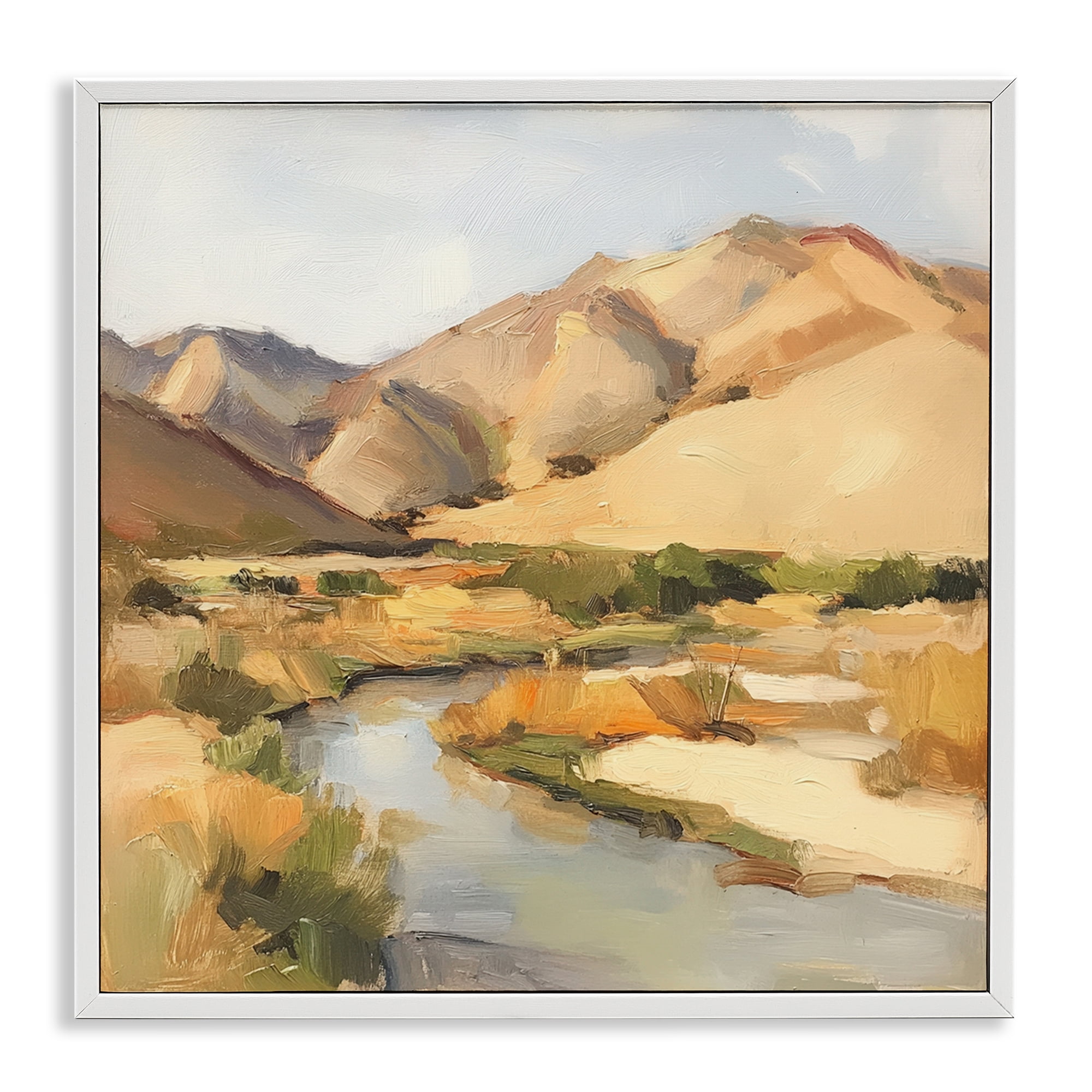 Stupell Industries Wispy Desert River White Framed Giclee Art, design by Petal Prints Design