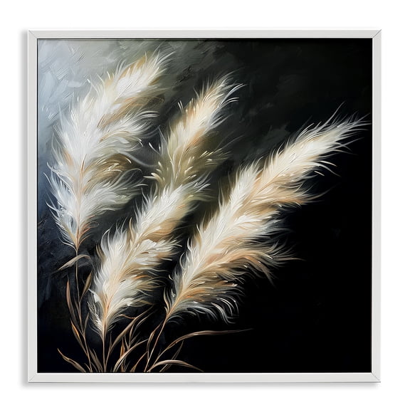 Stupell Industries Wispy Wheat Stalks Plants & Flowers Painting White Framed Art Print Wall Art, 12 x 12