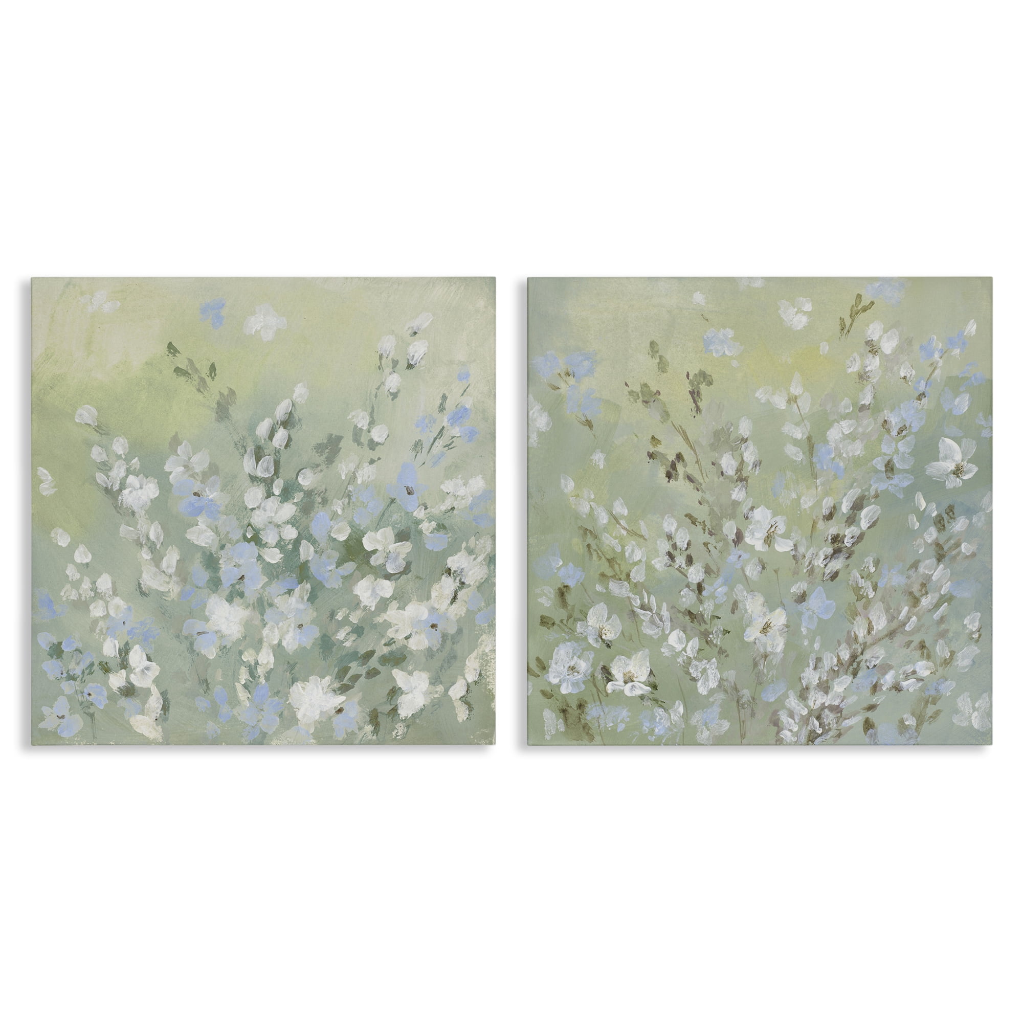 Stupell Industries Wispy Willows Blooms Floral & Botanical Painting Wrapped Canvas Art Print Wall Art, 17 x 17, Set of 2