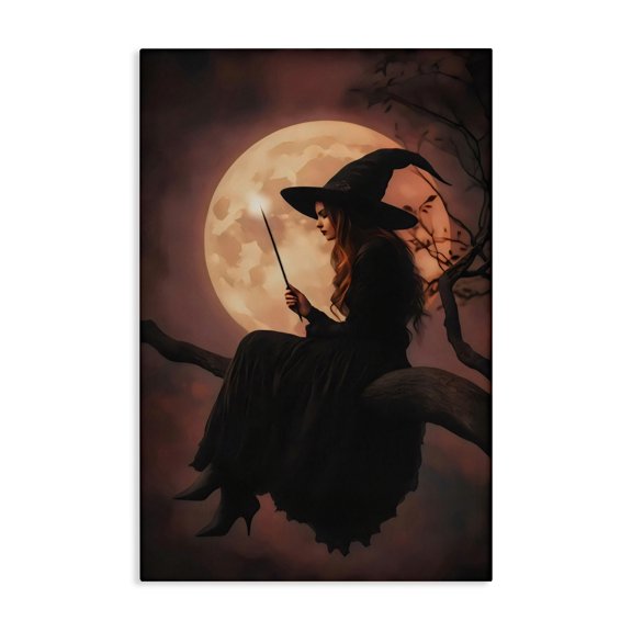 Stupell Industries Witch Casting Spell in Moonlight Canvas Wall Art, design by Arlington Prints