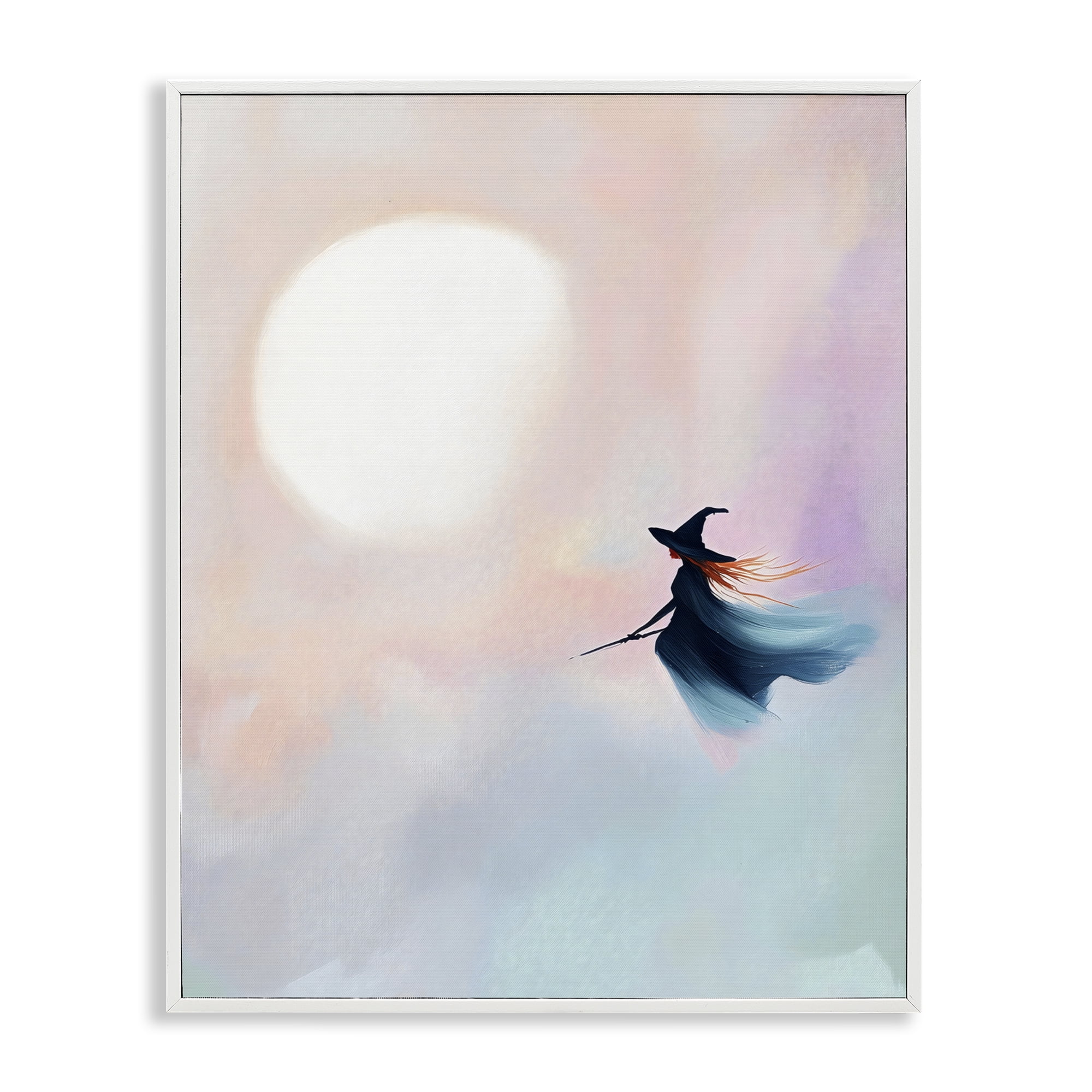 Stupell Industries Witch Flying at Sunset White Framed Giclee Art, design by The Prints Vibe