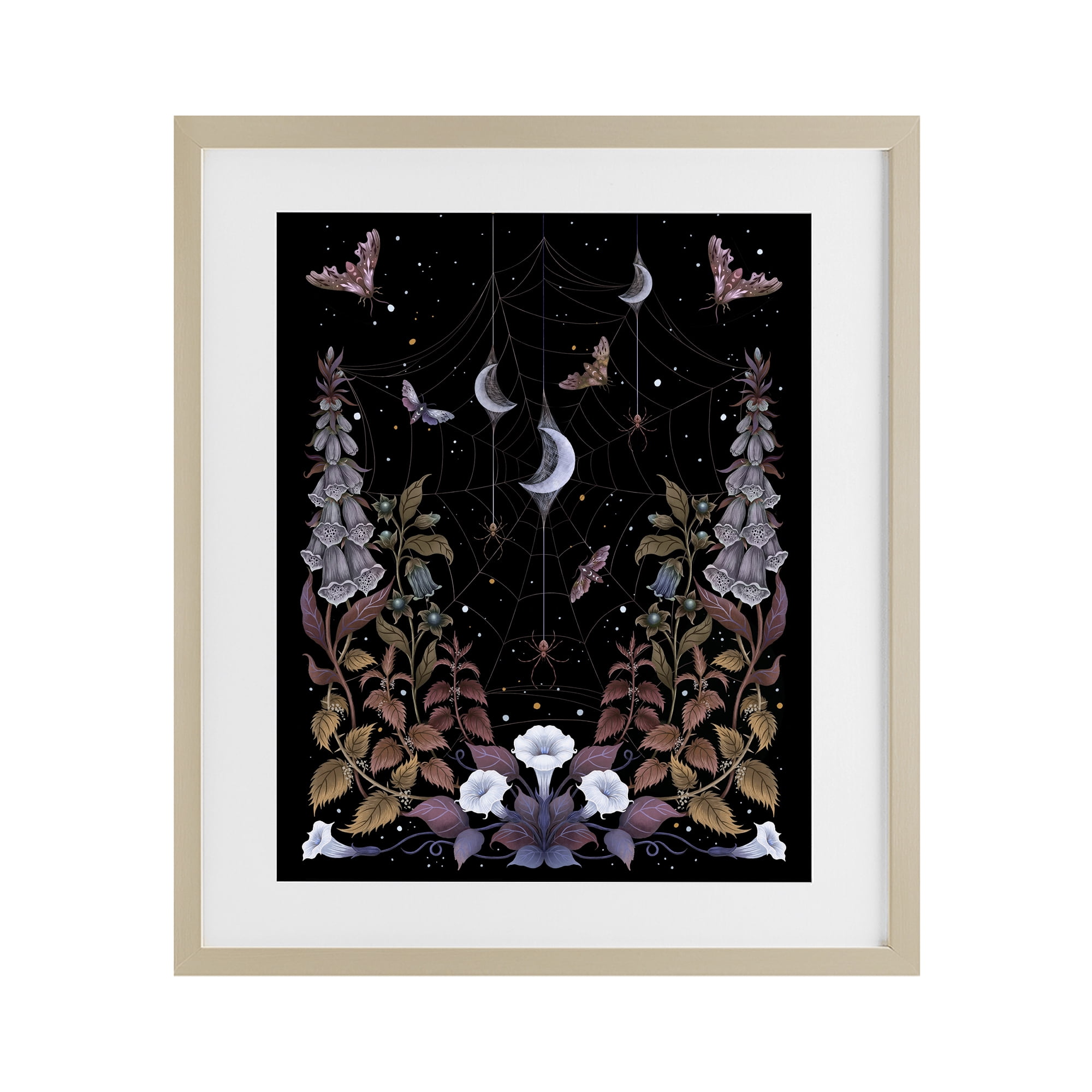 Stupell Industries Witch Garden with Spider Webs Birch Framed Print Under Glass, design by Episodic Drawings