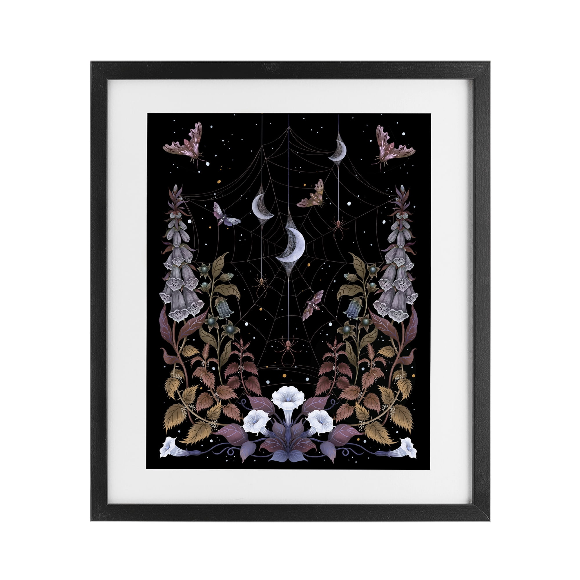 Stupell Industries Witch Garden with Spider Webs Black Framed Print Under Glass, design by Episodic Drawings
