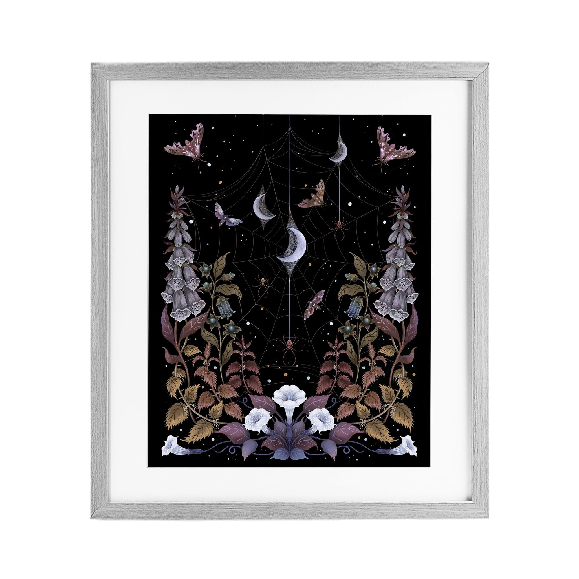 Stupell Industries Witch Garden with Spider Webs Gray Framed Print Under Glass, design by Episodic Drawings