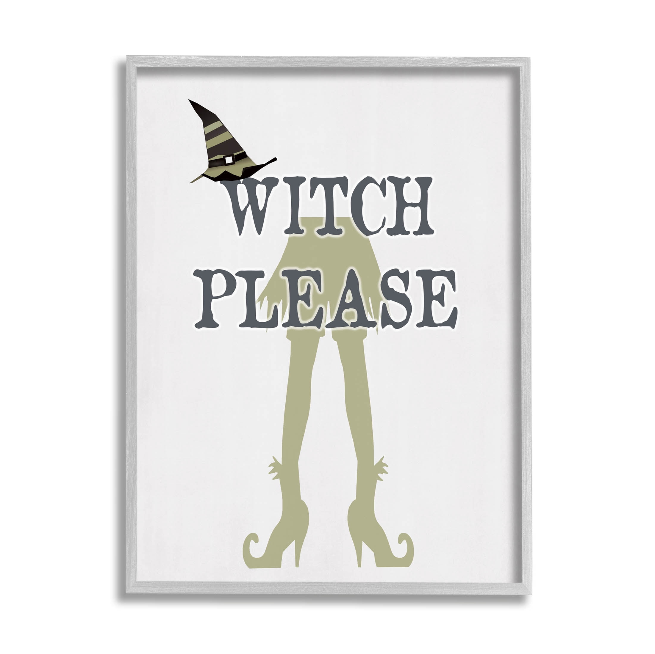 Stupell Industries Witch Please Funny Phrase Graphic Art Gray Framed Art Print Wall Art, Design by Lauren Rader