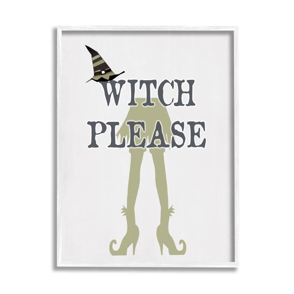 Stupell Industries Witch Please Funny Phrase Graphic Art White Framed Art Print Wall Art, Design by Lauren Rader