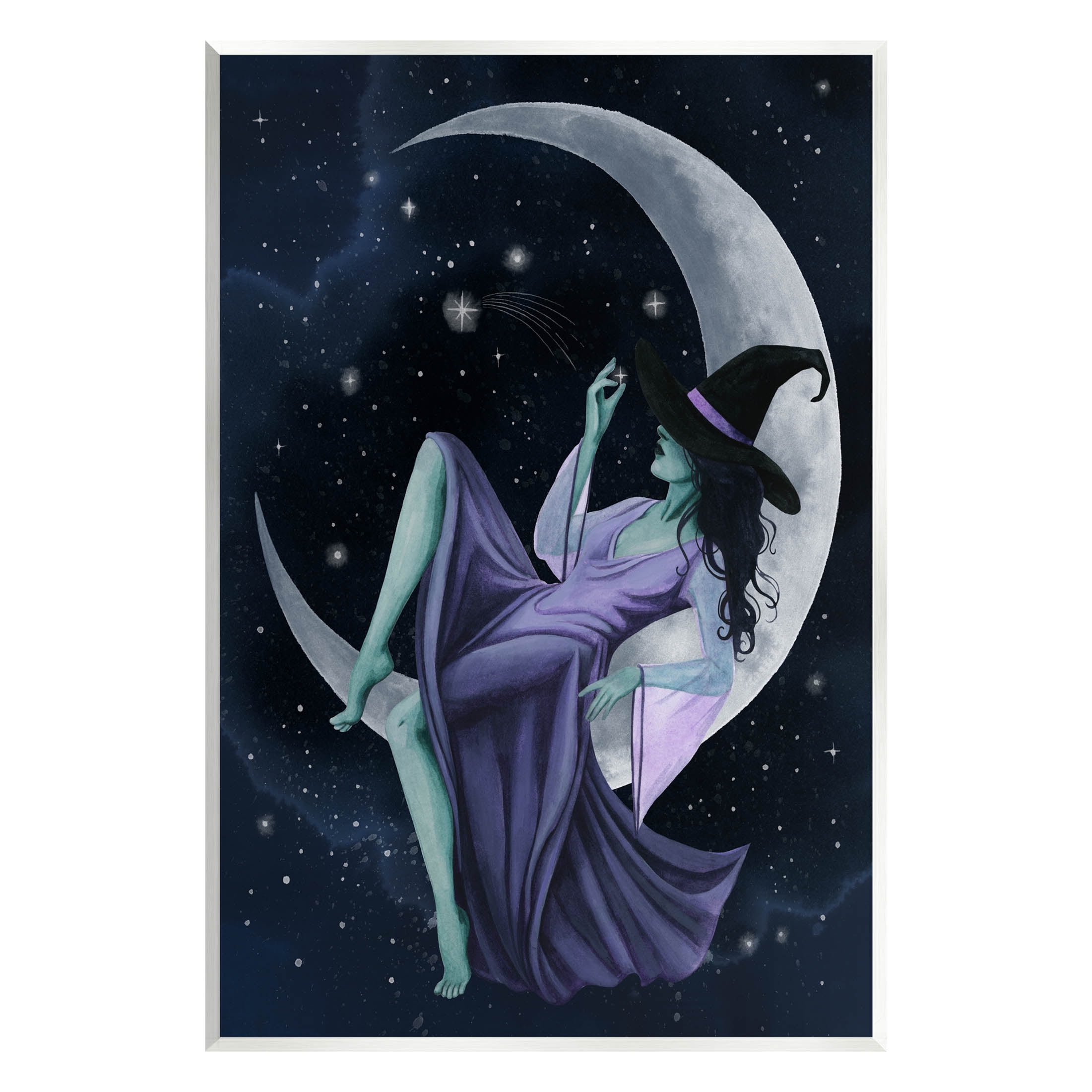 Stupell Industries Witch Relaxing Crescent Moon Painting