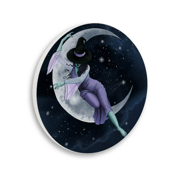 Stupell Industries Witch Resting Crescent Moon Graphic Art Unframed Art Print Wall Art, Design by Grace Popp