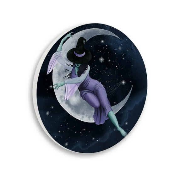 Stupell Industries Witch Resting Crescent Moon Graphic Art Unframed Art Print Wall Art, Design by Grace Popp