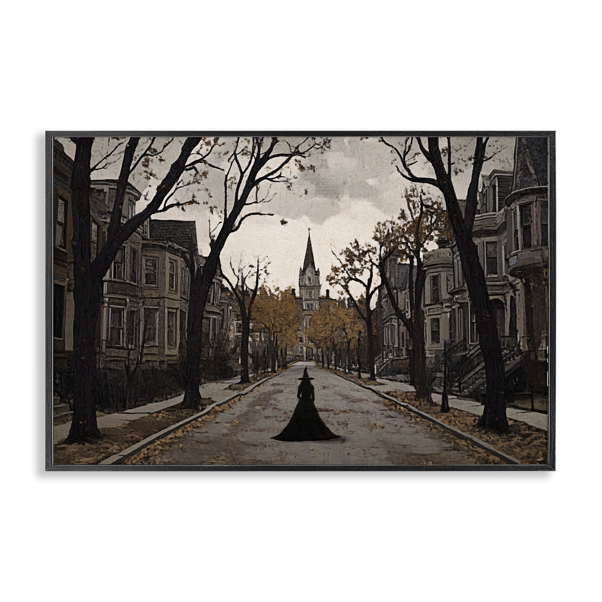 Stupell Industries Witch Strolling Town Streets Black Framed Giclee Art, design by Jacky Ngan
