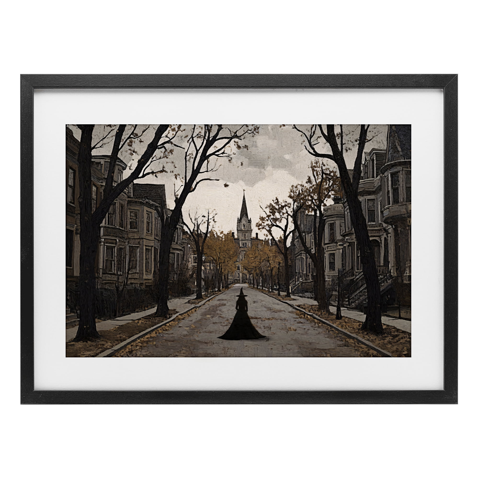 Stupell Industries Witch Strolling Town Streets Black Framed Print Under Glass, design by Jacky Ngan