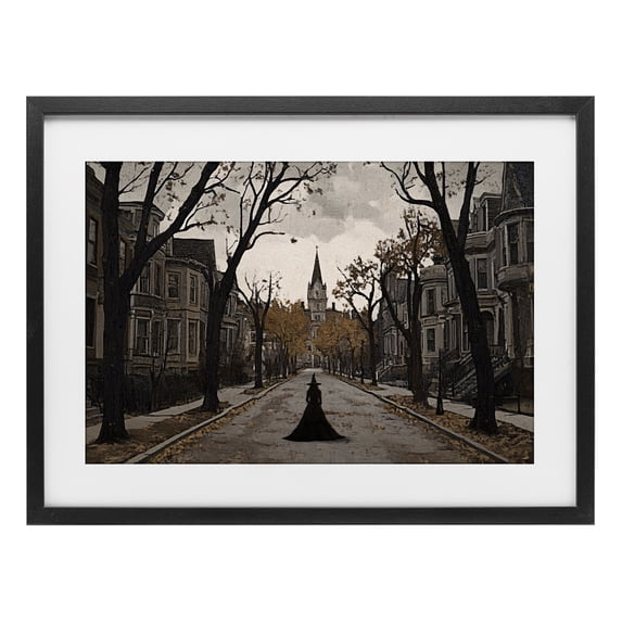 Stupell Industries Traditional Witch Strolling Town Streets Black Framed Print Under Glass, 23 x 17, by Jacky Ngan