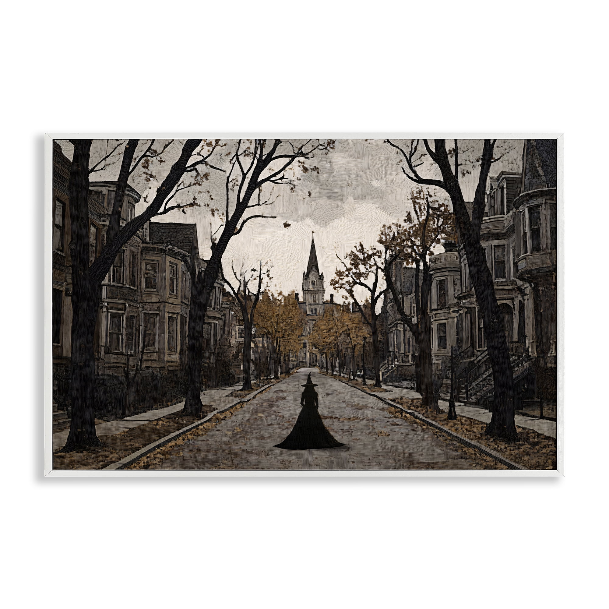 Stupell Industries Witch Strolling Town Streets White Framed Giclee Art, design by Jacky Ngan