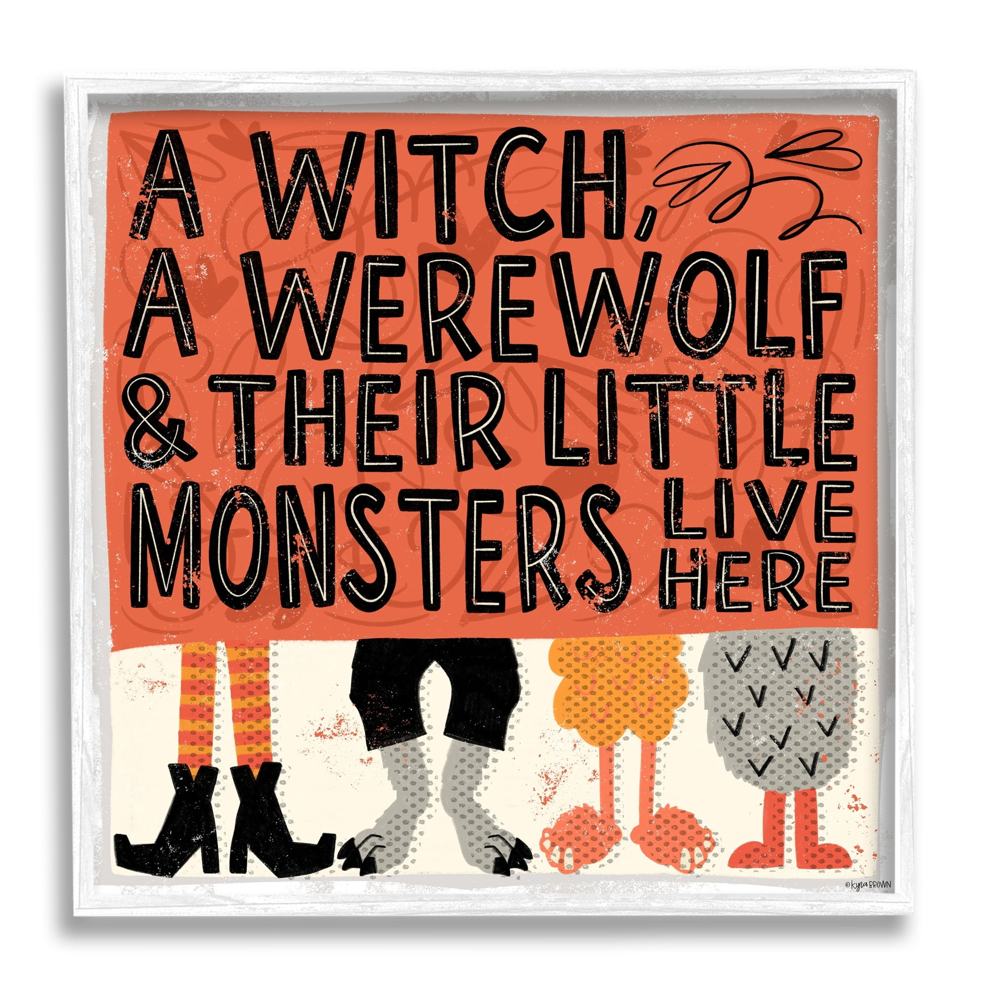 Stupell Industries Witch Werewolf Little Monsters Live Here Halloween Family, 24 x 24, Design by Kyra Brown