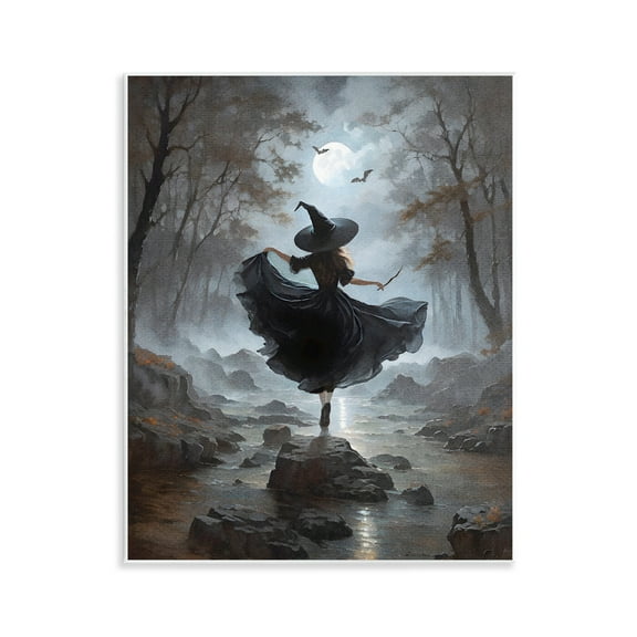 Stupell Industries Witch in Moonlit Forest People Painting Unframed Art Print Wall Art, 11 x 14