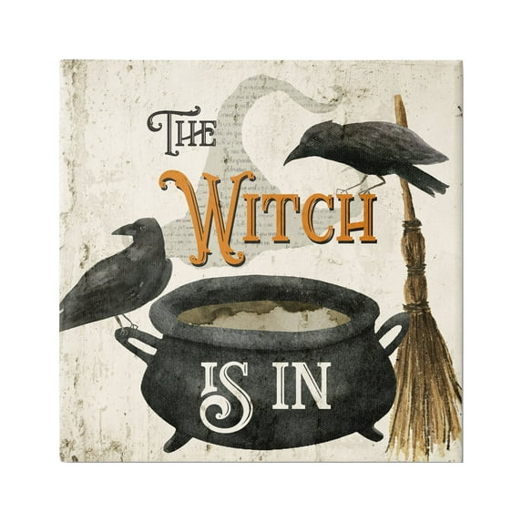 Stupell Industries Witch is In Phrase Cauldron Holiday Painting Gallery Wrapped Canvas Art Print Wall Art, 30 x 30