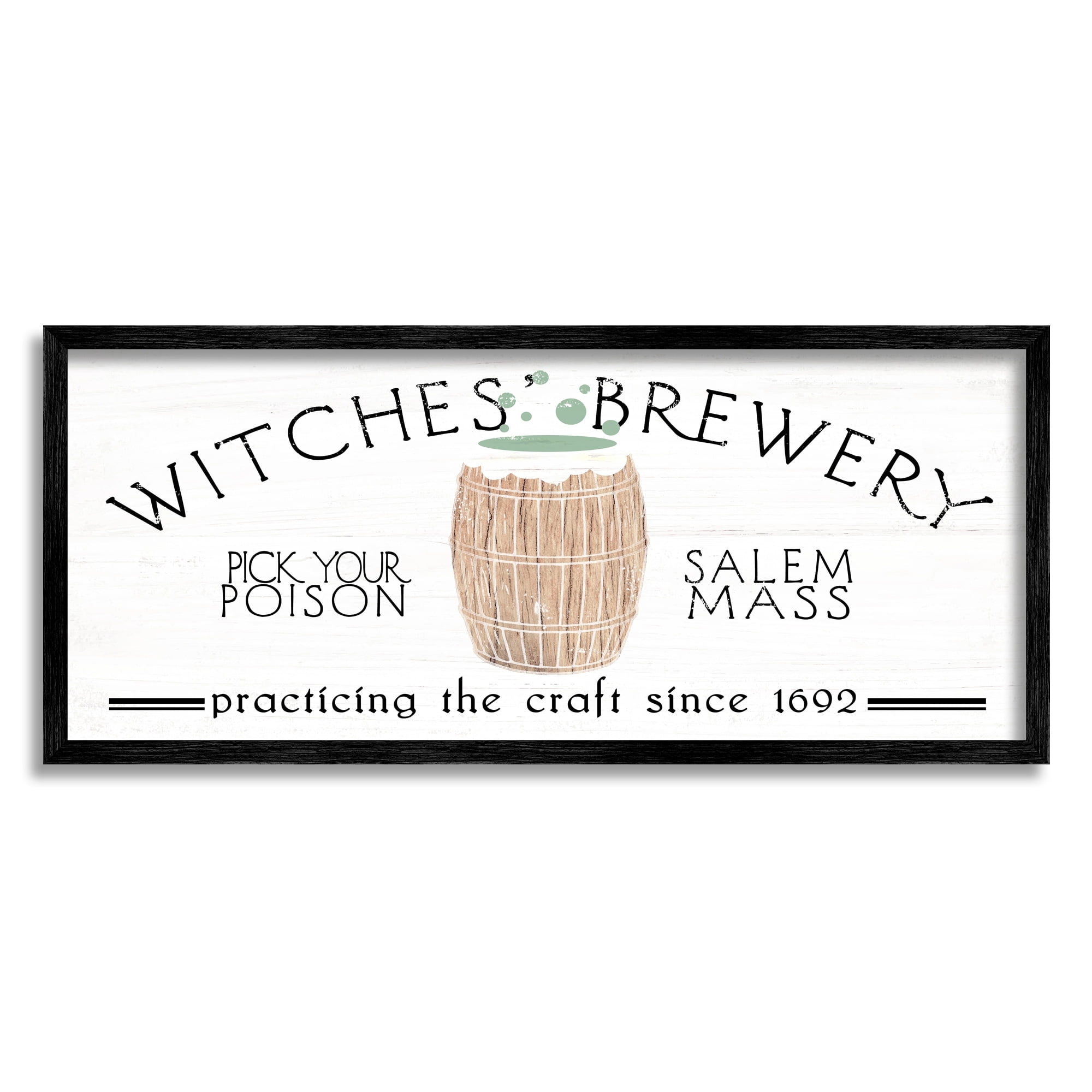 Stupell Industries Witches Brewery Seasonal Halloween Vintage Salem Sign Graphic Art Black Framed Art Print Wall Art, Design by Daphne Polselli