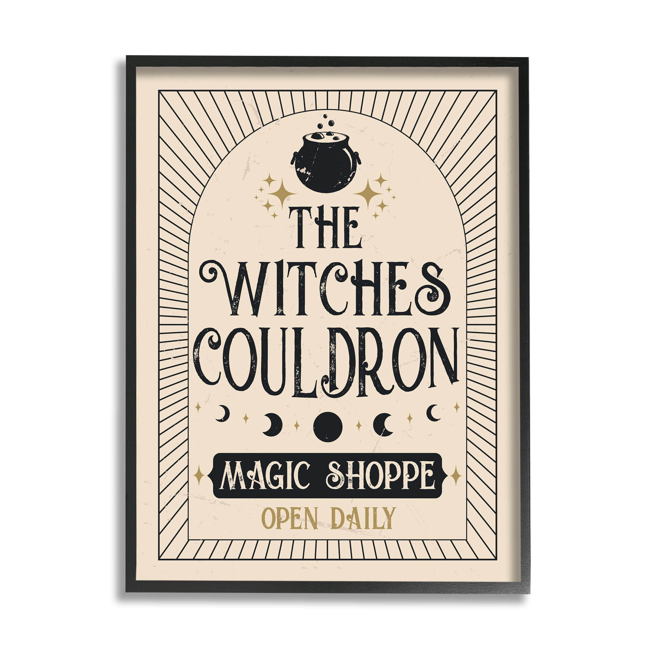 Stupell Industries Witches Cauldron Vintage Shoppe Graphic Art Black Framed Art Print Wall Art, Design by Angela Nickeas