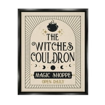Stupell Industries Witches Cauldron Vintage Shoppe Graphic Art Jet Black Floating Framed Canvas Print Wall Art, Design by Angela Nickeas
